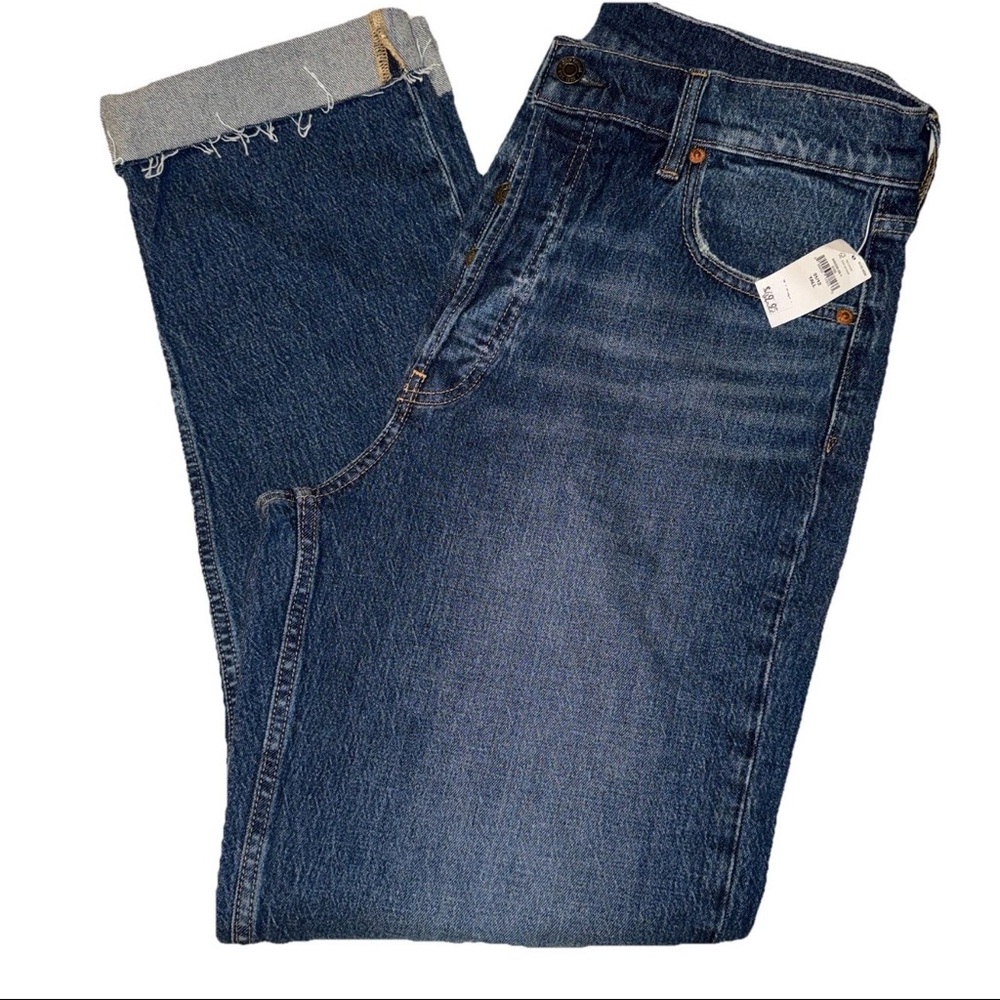 Gap Cheeky Straight Jeans Size 31/12T, High Rise, Button Fly, Raw Hem